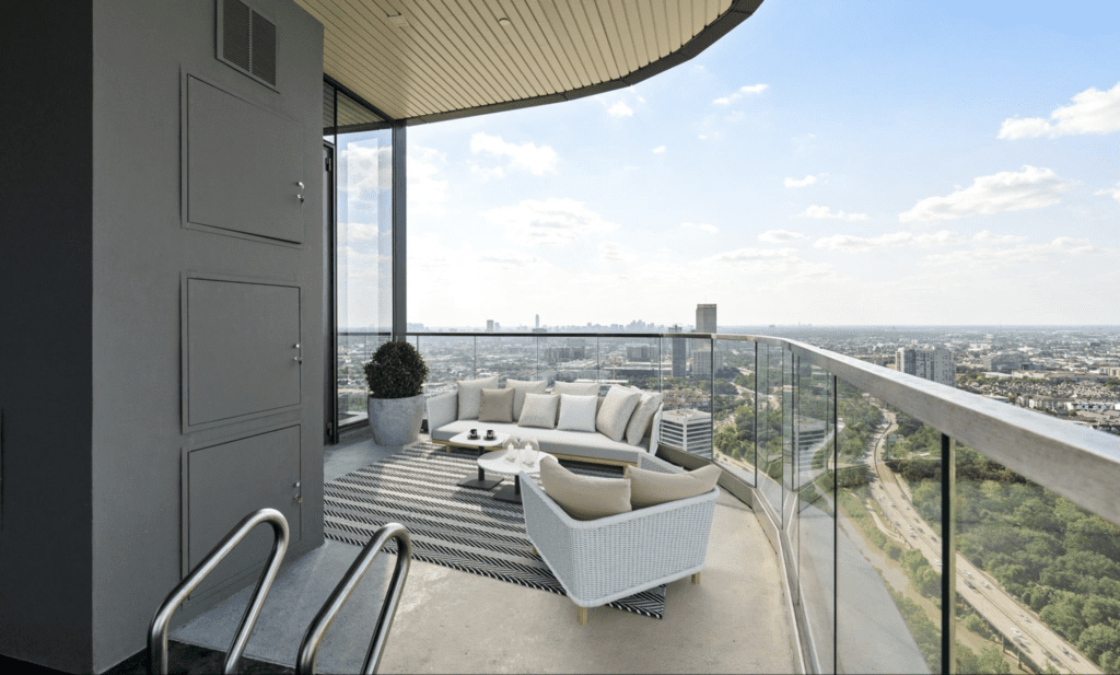 The terrace at No. 3401 in The Residences at the Allen